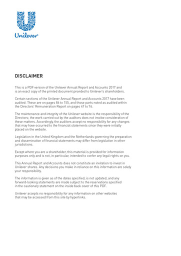 Thumbnail Unilever Annual Report 2017