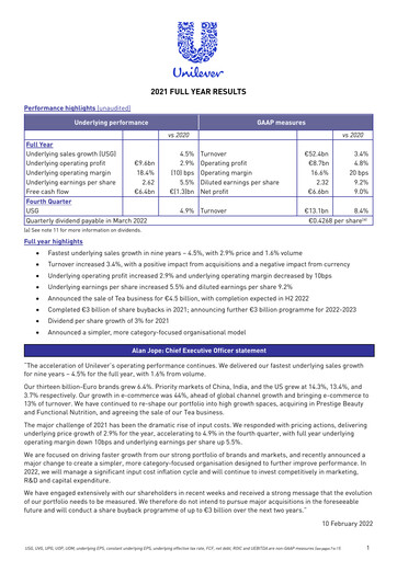 Thumbnail Unilever Financial Report 2021
