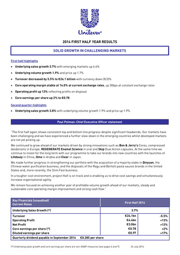 Thumbnail Unilever Half-year Report 2014-h1