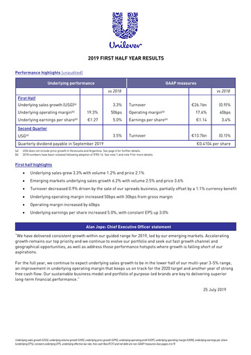Thumbnail Unilever Half-year Report 2019-h1