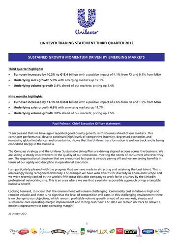 Thumbnail Unilever Quarterly Report 2012-q3