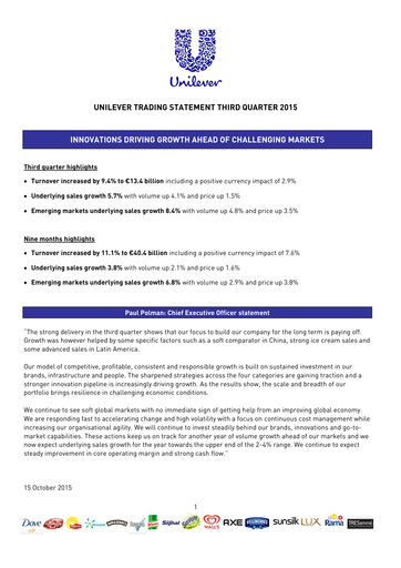 Thumbnail Unilever Quarterly Report 2015-q3