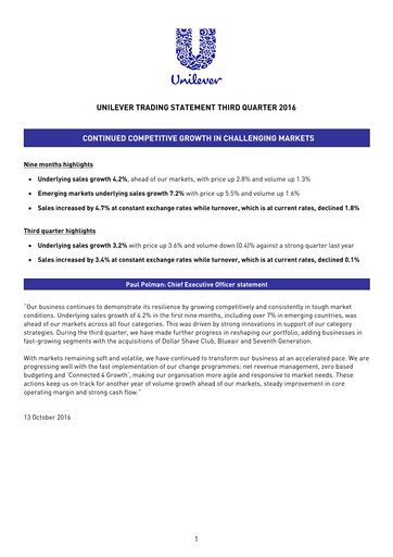 Thumbnail Unilever Quarterly Report 2016-q3