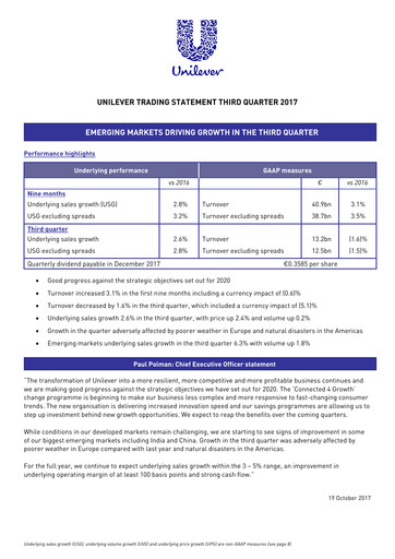 Thumbnail Unilever Quarterly Report 2017-q3