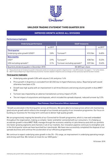 Thumbnail Unilever Quarterly Report 2018-q3