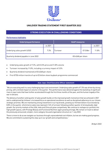 Thumbnail Unilever Quarterly Report 2022-q1