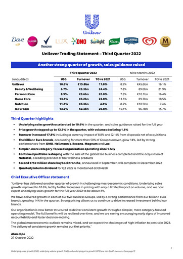 Thumbnail Unilever Quarterly Report 2022-q3
