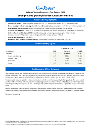 Vorschaubild Unilever Quartalsbericht 2026-q1