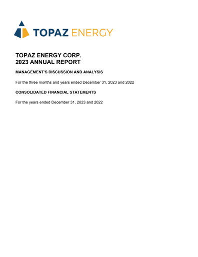 Thumbnail Topaz Energy Annual Report 2023