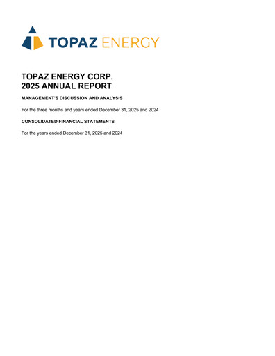 Thumbnail Topaz Energy Annual Report 2025
