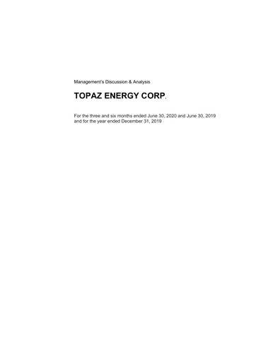 Thumbnail Topaz Energy Quarterly Report 2020-q2