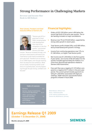 Thumbnail Siemens Quarterly Report 2009-q1