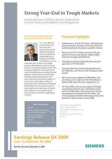 Thumbnail Siemens Quarterly Report 2009-q4