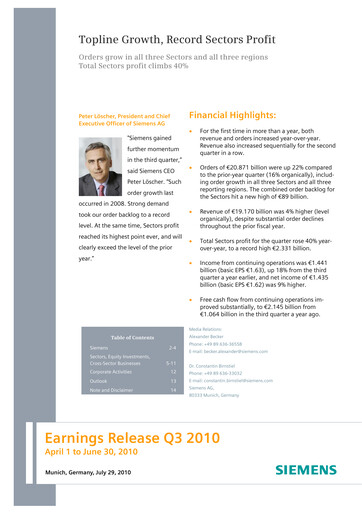 Thumbnail Siemens Quarterly Report 2010-q3