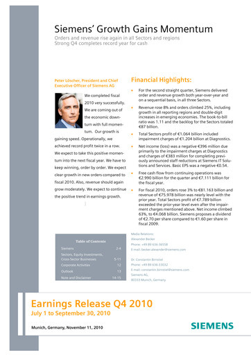 Thumbnail Siemens Quarterly Report 2010-q4