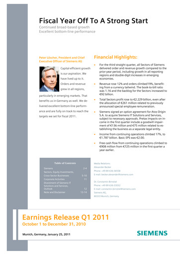 Thumbnail Siemens Quarterly Report 2011-q1