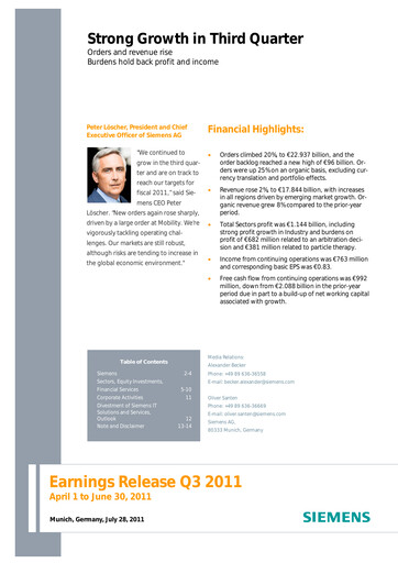 Thumbnail Siemens Quarterly Report 2011-q3