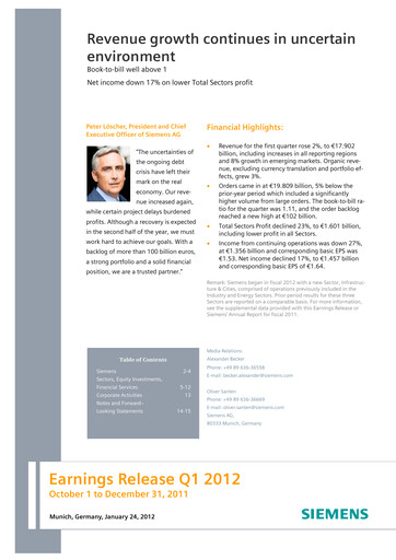 Thumbnail Siemens Quarterly Report 2012-q1