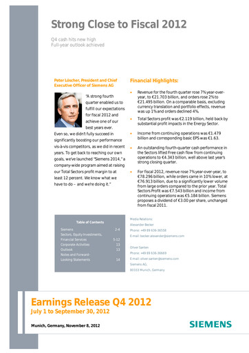 Thumbnail Siemens Quarterly Report 2012-q4
