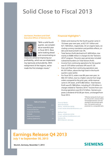 Thumbnail Siemens Quarterly Report 2013-q4