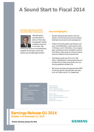 Thumbnail Siemens Quarterly Report 2014-q1
