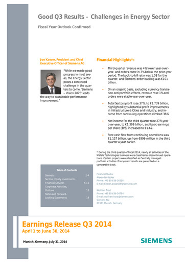 Thumbnail Siemens Quarterly Report 2014-q3