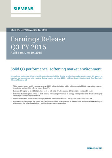 Thumbnail Siemens Quarterly Report 2015-q3
