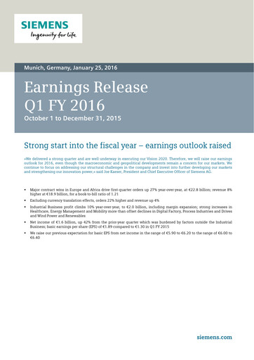 Thumbnail Siemens Quarterly Report 2016-q1