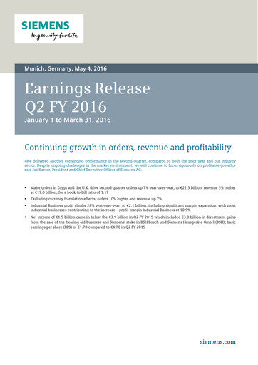 Thumbnail Siemens Quarterly Report 2016-q2