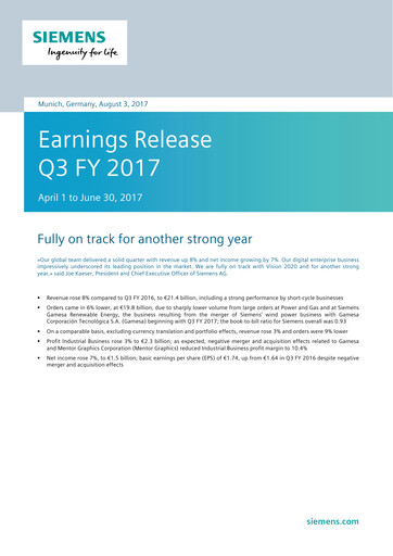 Thumbnail Siemens Quarterly Report 2017-q3