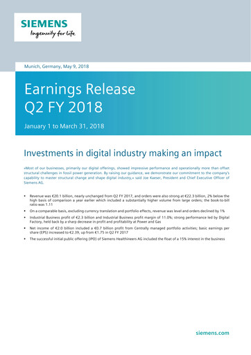 Thumbnail Siemens Quarterly Report 2018-q2