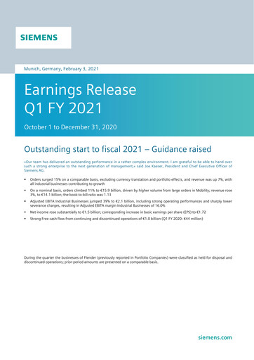 Thumbnail Siemens Quarterly Report 2021-q1