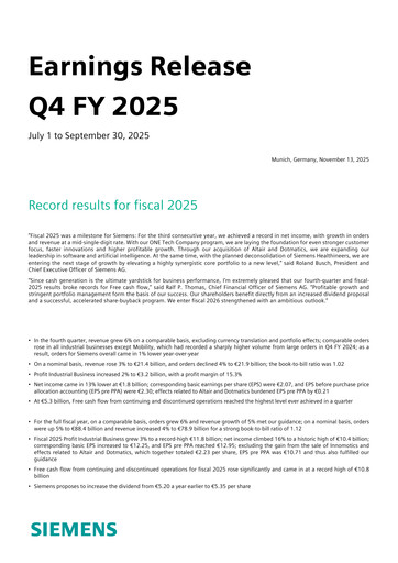 Thumbnail Siemens Quarterly Report 2025-q4