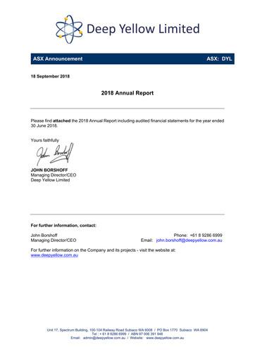 Thumbnail Deep Yellow Annual Report 2018