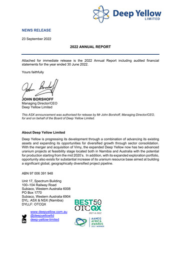 Thumbnail Deep Yellow Annual Report 2022