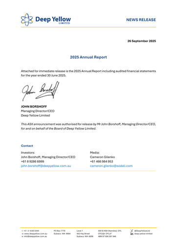 Thumbnail Deep Yellow Annual Report 2025