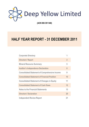 Thumbnail Deep Yellow Financial Report 2012-h1