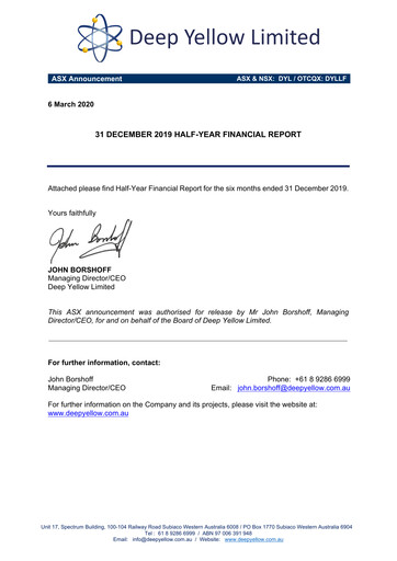 Thumbnail Deep Yellow Financial Report 2020-h1