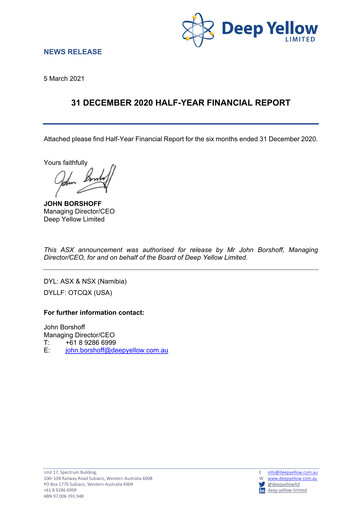 Thumbnail Deep Yellow Financial Report 2021-h1