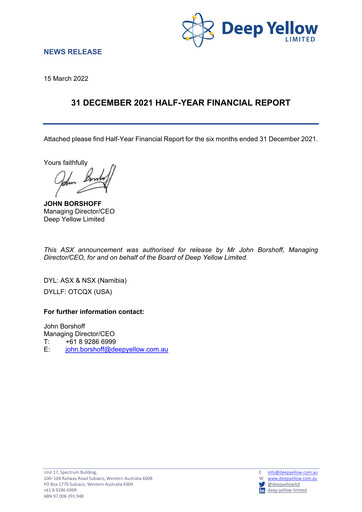 Thumbnail Deep Yellow Financial Report 2022-h1