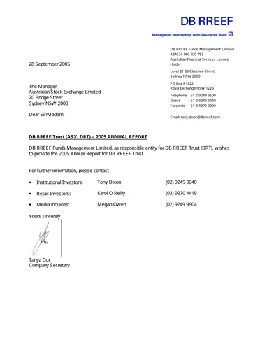 Thumbnail Dexus Annual Report 2005