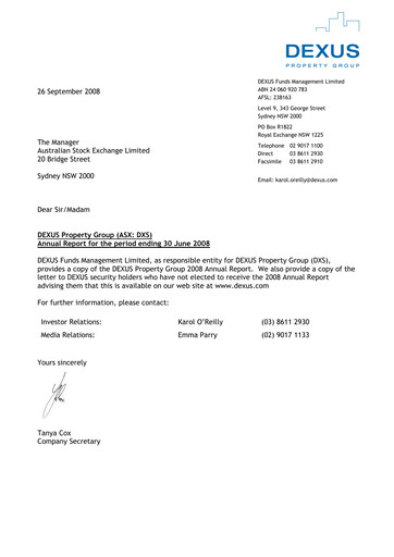 Thumbnail Dexus Annual Report 2008