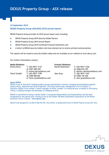 Thumbnail Dexus Annual Report 2010