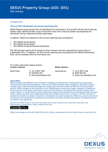 Thumbnail Dexus Annual Report 2013