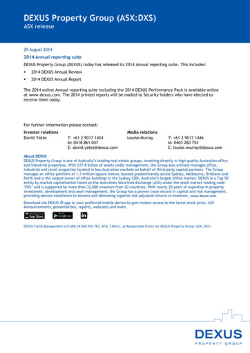 Thumbnail Dexus Annual Report 2014