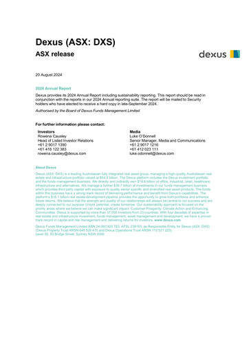 Thumbnail Dexus Annual Report 2024