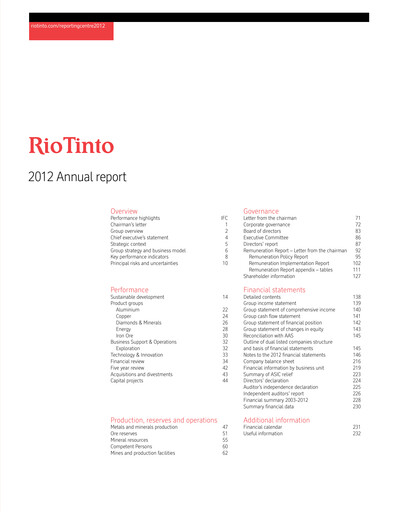 Thumbnail Rio Tinto Annual Report 2012