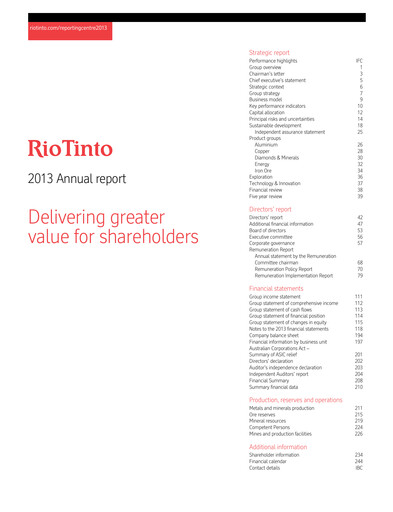 Thumbnail Rio Tinto Annual Report 2013