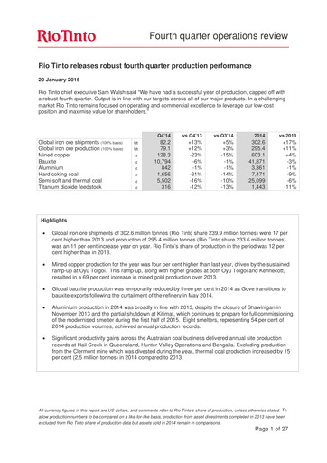 Thumbnail Rio Tinto Quarterly Report 2014-q4