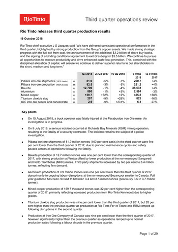 Thumbnail Rio Tinto Quarterly Report 2018-q3